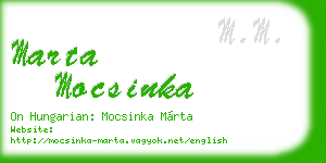 marta mocsinka business card